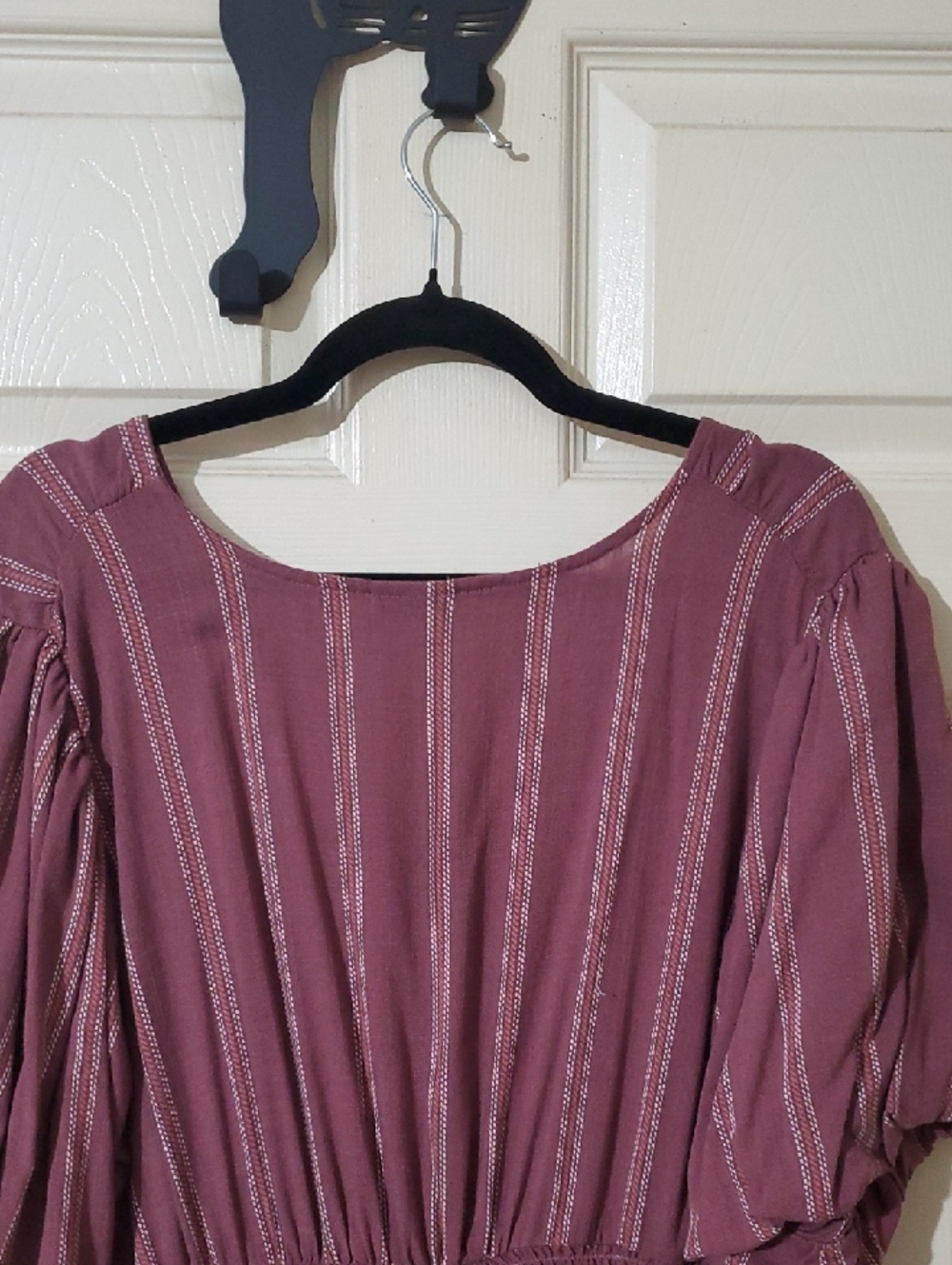 Torrid Bubble-Sleeve Button-Up Mini Dress Mauve-Lloyd Stripe Wild Ginger NWOT 1X - Picture 7 of 11